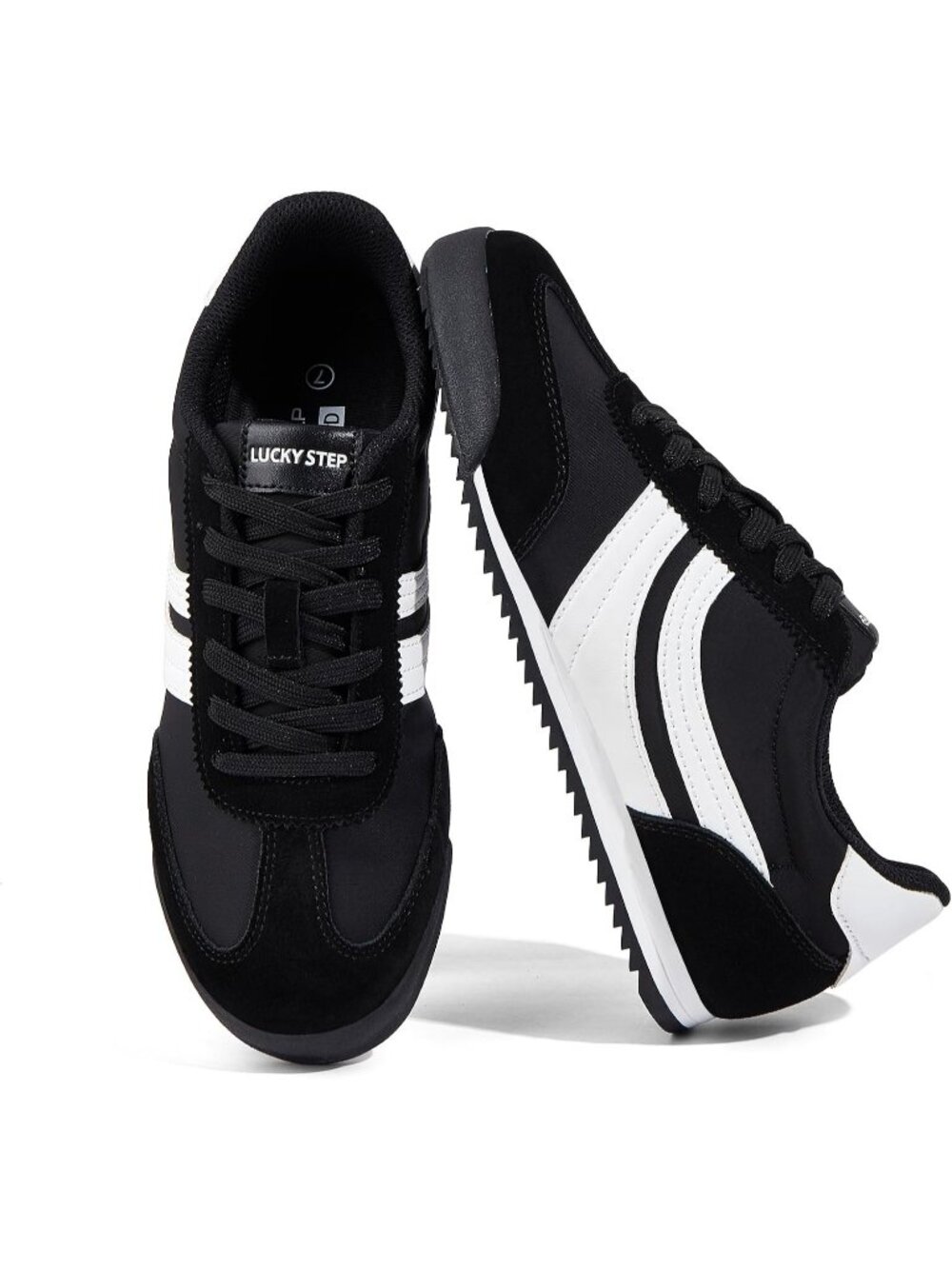 Women's Black Lightweight Thin Sole Lace up Anti Slip Classic Retro Sneakers